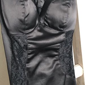Sexy satin lace little black dress